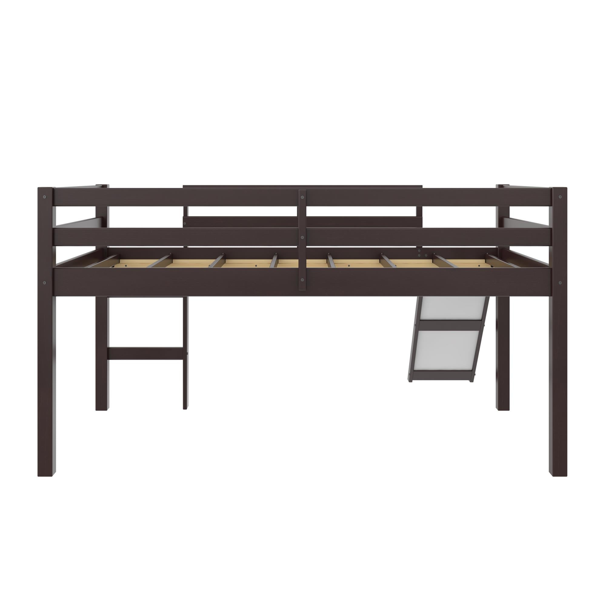 DHP Milton Kids' Low Loft Bed with Slide - Brown - Twin