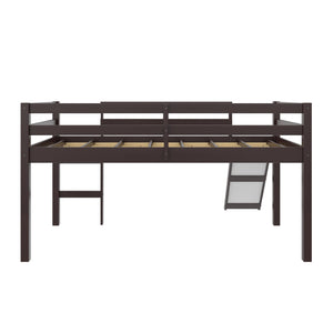DHP Milton Kids' Low Loft Bed with Slide - Brown - Twin