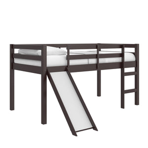 DHP Milton Kids' Low Loft Bed with Slide - Brown - Twin