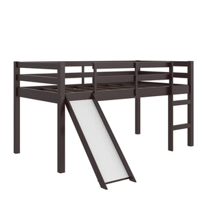 DHP Milton Kids' Low Loft Bed with Slide - Brown - Twin