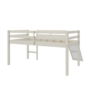 DHP Milton Kids' Low Loft Bed with Slide - White - Twin