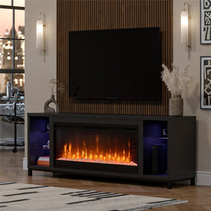 Ameriwood Home Lumina Modern Fireplace Media Console for TVs up to 70" - Black