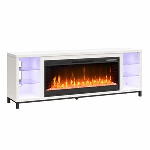 Ameriwood Home Lumina Modern Fireplace Media Console for TVs up to 70" - Oxford White