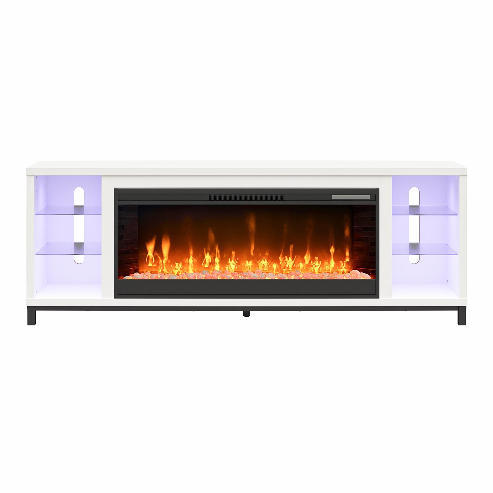 Ameriwood Home Lumina Modern Fireplace Media Console for TVs up to 70" - Oxford White