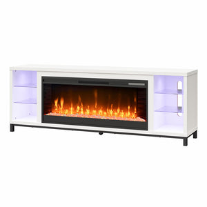 Ameriwood Home Lumina Modern Fireplace Media Console for TVs up to 70" - Oxford White