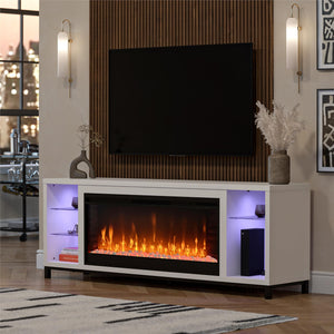 Ameriwood Home Lumina Modern Fireplace Media Console for TVs up to 70" - Oxford White