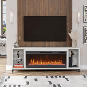 Ameriwood Home Lumina Modern Fireplace Media Console for TVs up to 70" - Oxford White