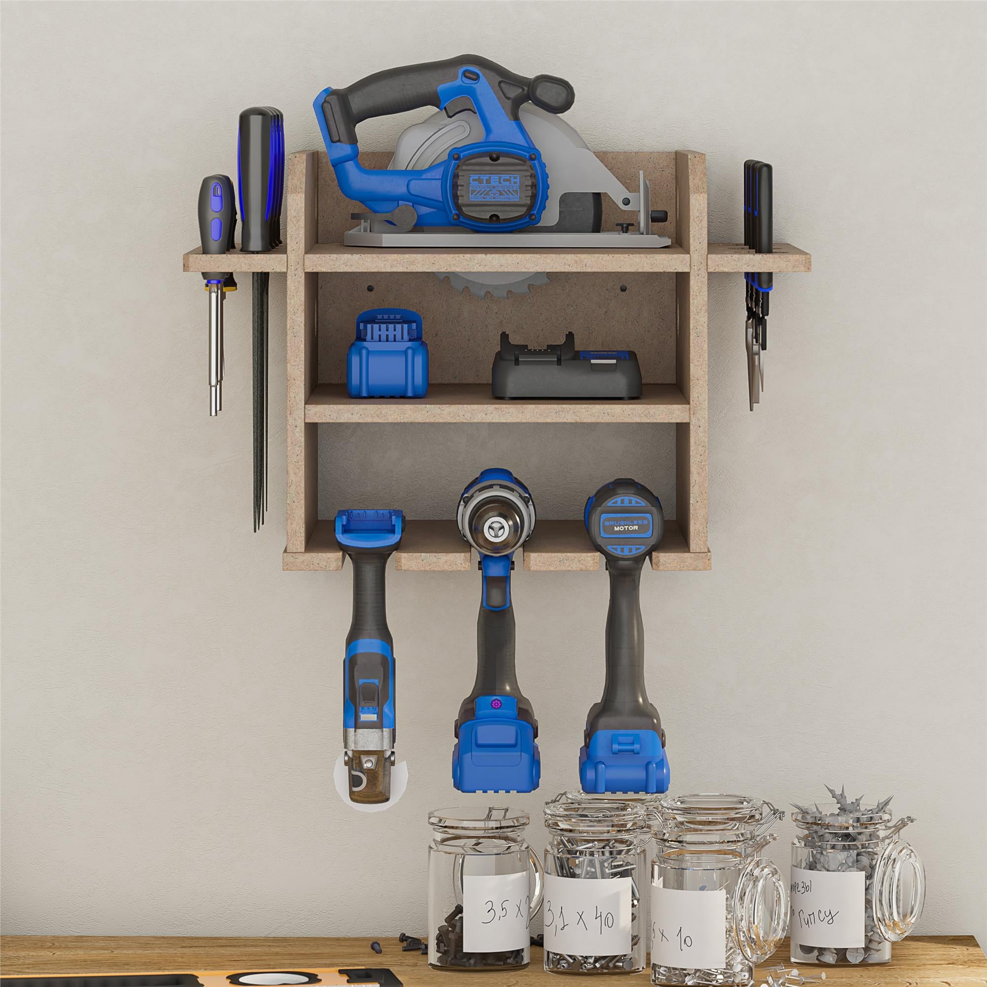 Systembuild Evolution Benford Hanging Wall Mount Tool Organizer - Raw Board