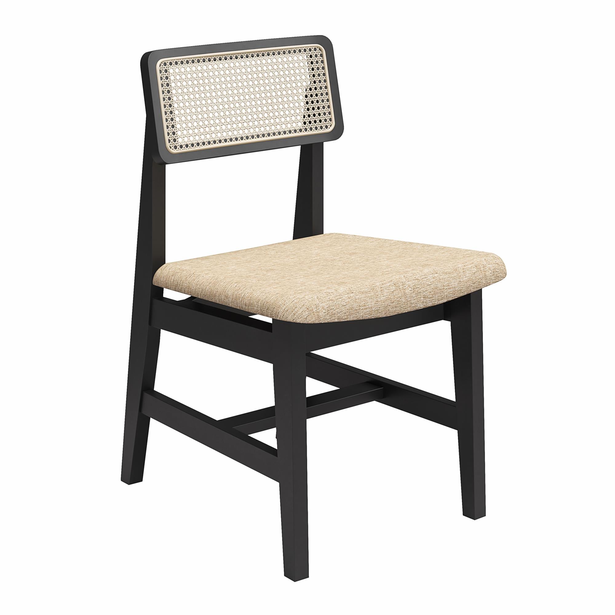 DHP Eleni Cane Dining Chairs, Set of 2 - Cream/Black - Set of 2