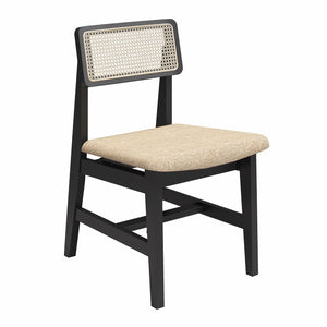 DHP Eleni Cane Dining Chairs, Set of 2 - Cream/Black - Set of 2