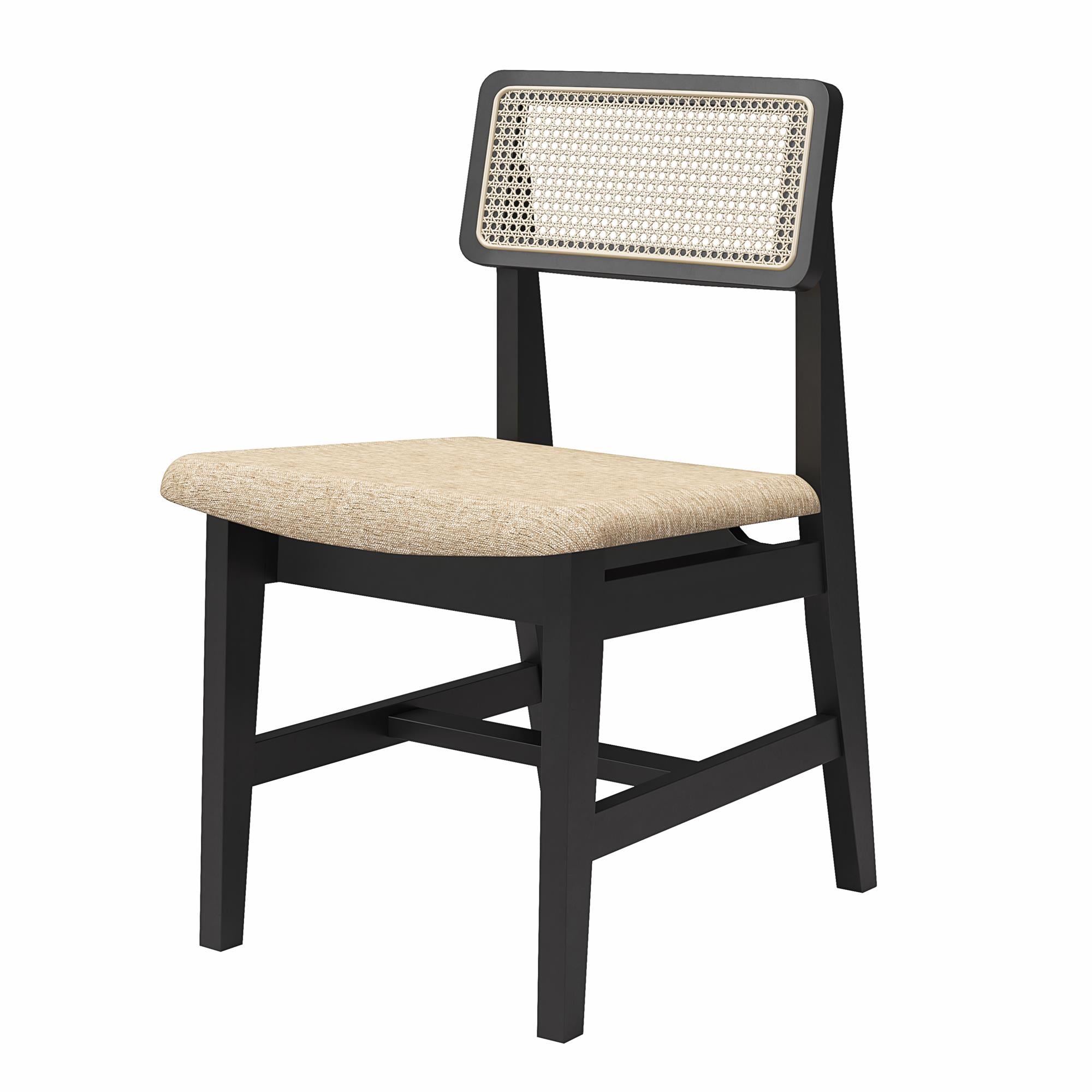 DHP Eleni Cane Dining Chairs, Set of 2 - Cream/Black - Set of 2