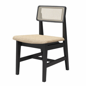 DHP Eleni Cane Dining Chairs, Set of 2 - Cream/Black - Set of 2
