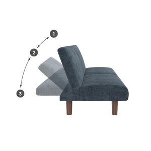 DHP Myla Armless Futon Sofa Bed - Blue - 3-Seater