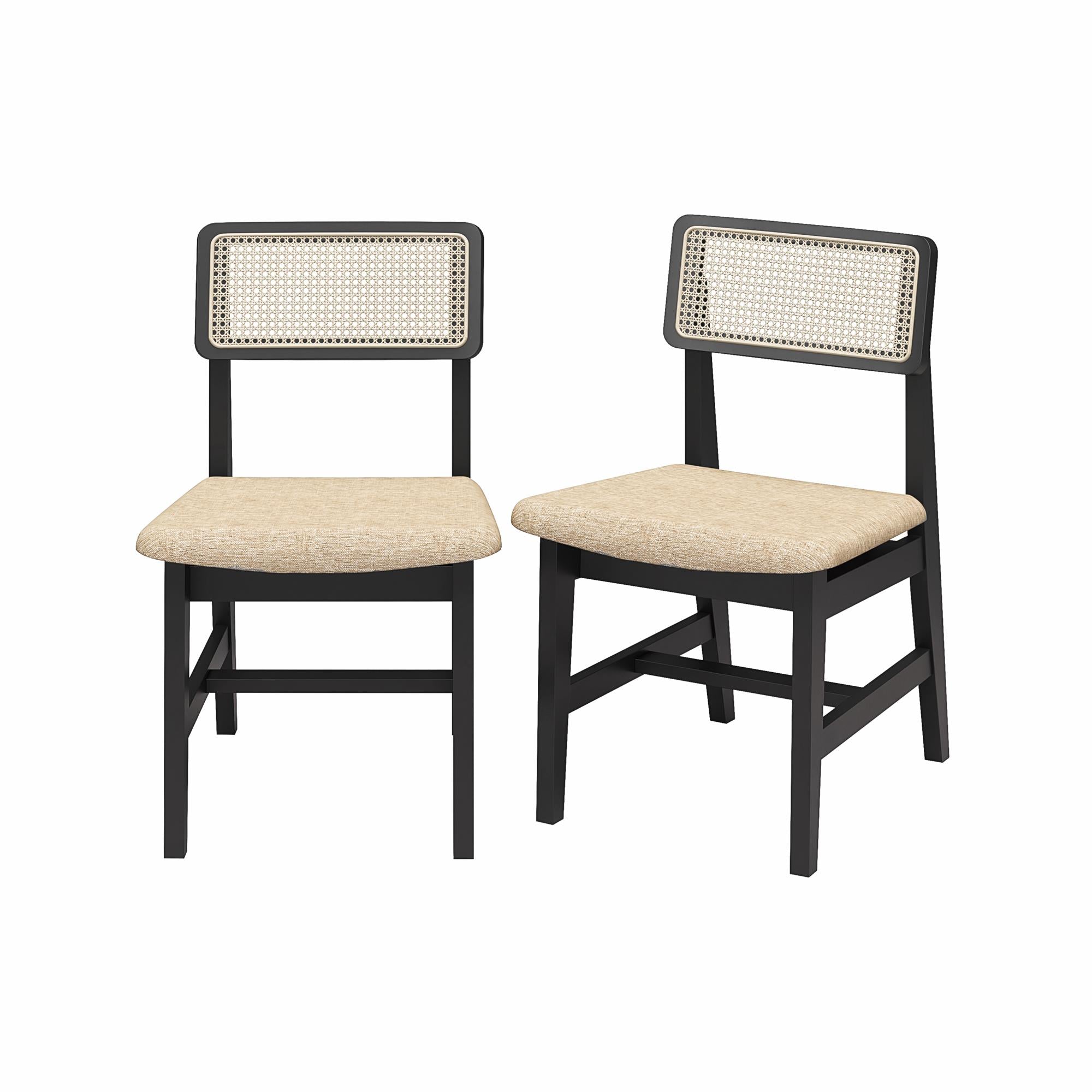 DHP Eleni Cane Dining Chairs, Set of 2 - Cream/Black - Set of 2