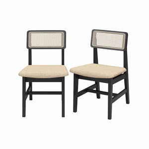DHP Eleni Cane Dining Chairs, Set of 2 - Cream/Black - Set of 2