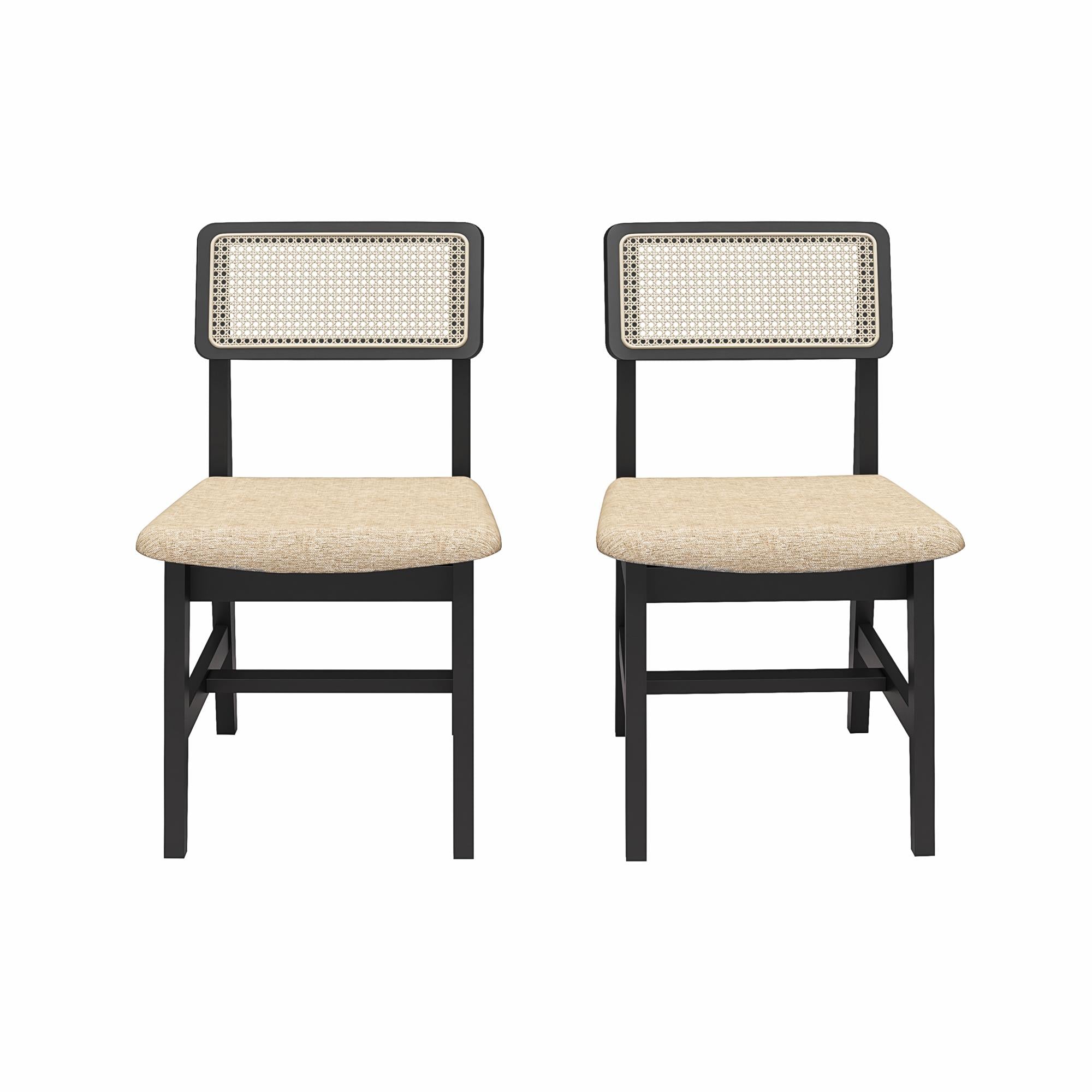 DHP Eleni Cane Dining Chairs, Set of 2 - Cream/Black - Set of 2