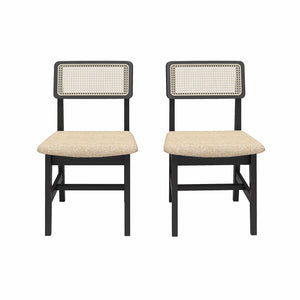 DHP Eleni Cane Dining Chairs, Set of 2 - Cream/Black - Set of 2