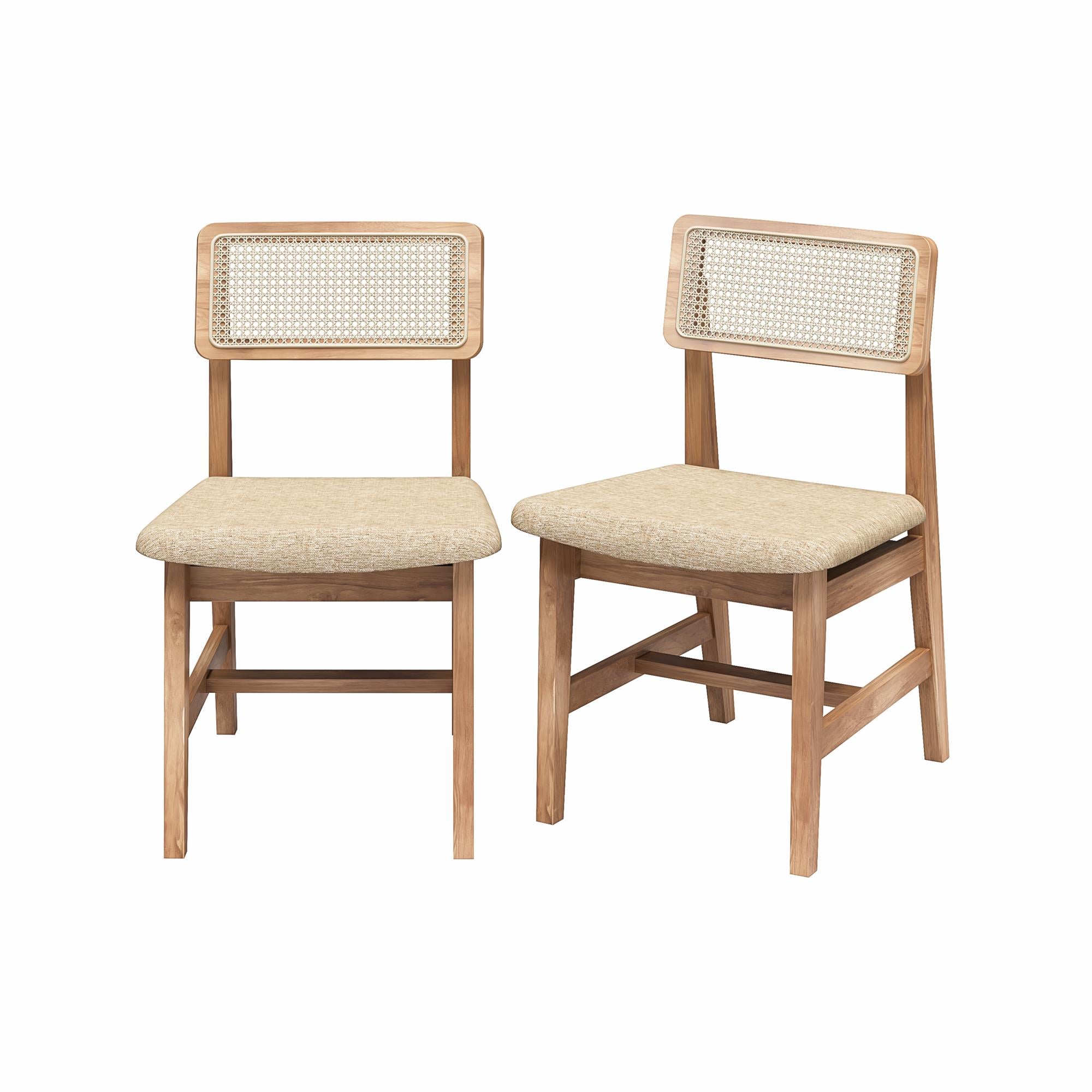 DHP Eleni Cane Dining Chairs, Set of 2 - Cream/Seadrift - Set of 2