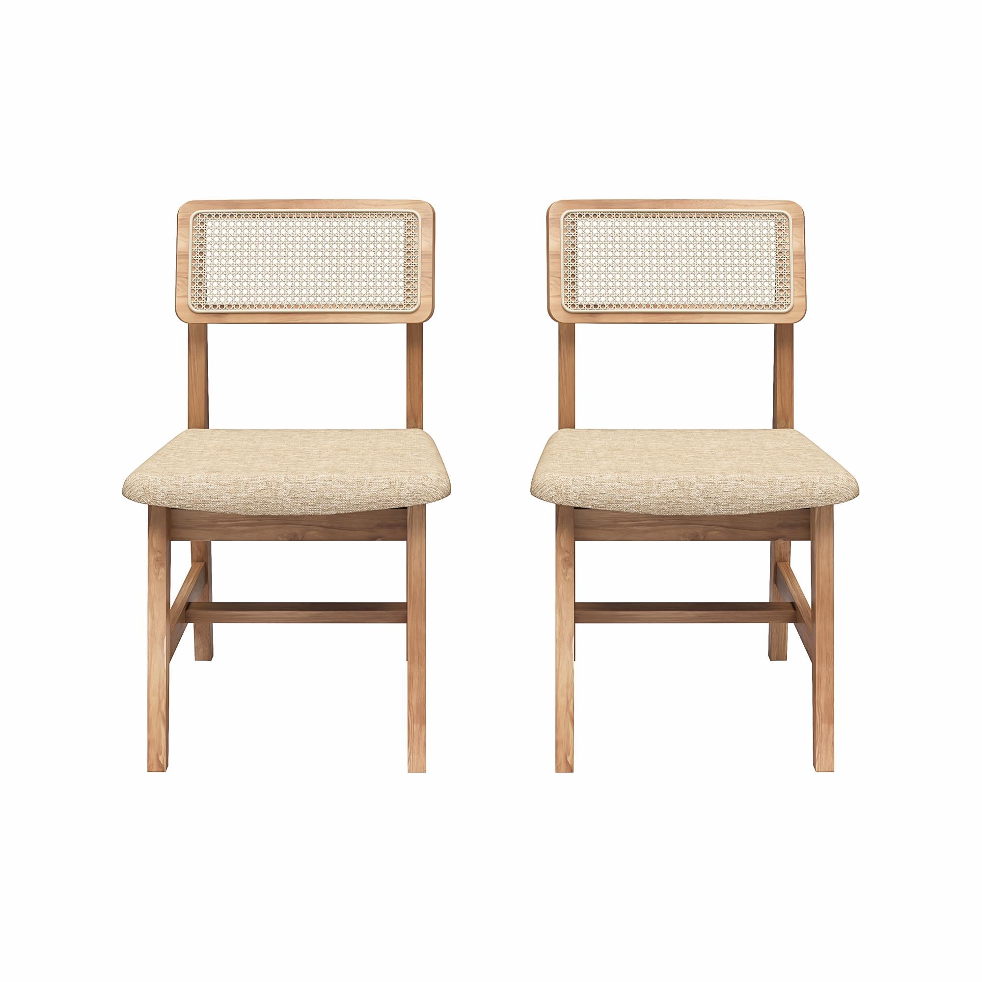 DHP Eleni Cane Dining Chairs, Set of 2 - Cream/Seadrift - Set of 2