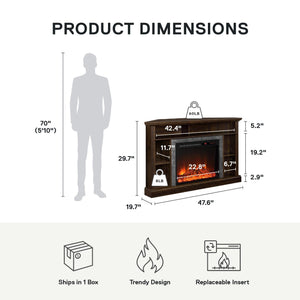 Ameriwood Home Overland Electric Corner Fireplace for TVs up to 50" - Espresso