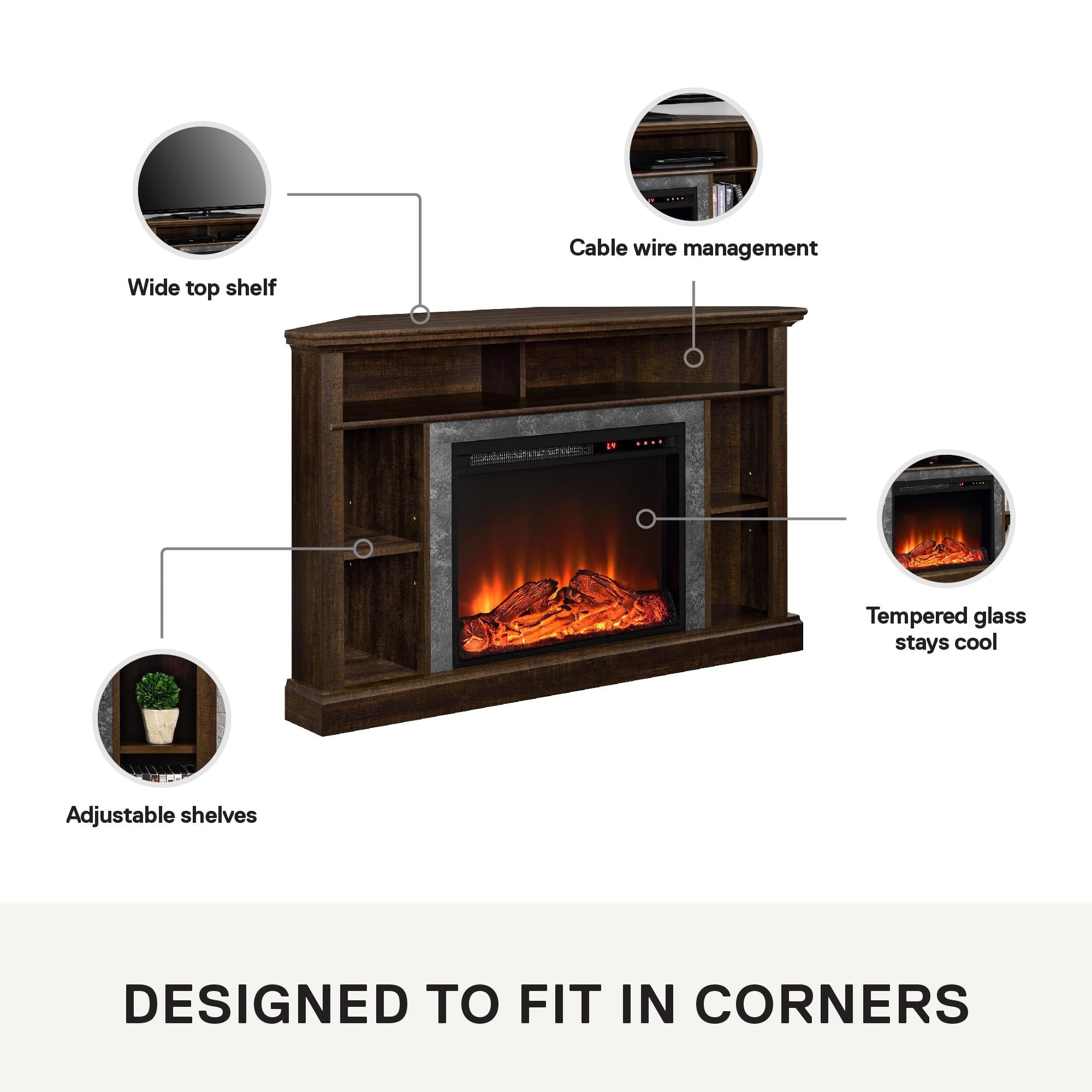 Ameriwood Home Overland Electric Corner Fireplace for TVs up to 50" - Espresso