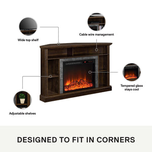 Ameriwood Home Overland Electric Corner Fireplace for TVs up to 50" - Espresso