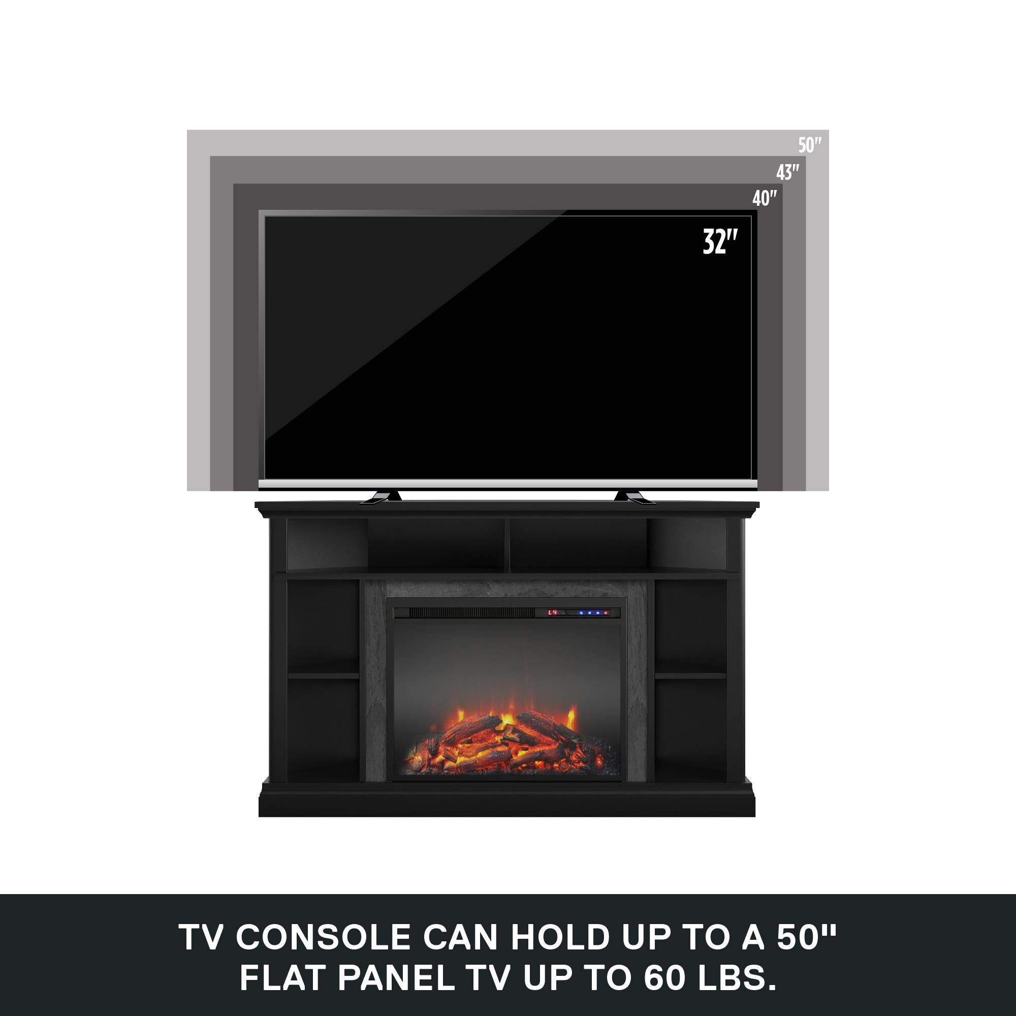 Ameriwood Home Overland Electric Corner Fireplace for TVs up to 50" - Black