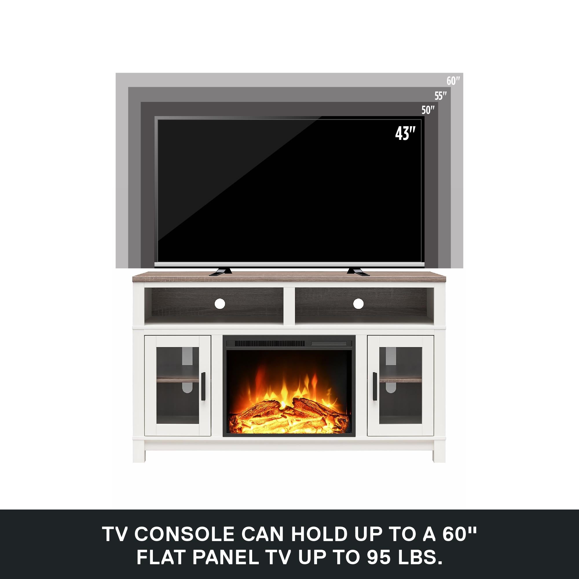 Ameriwood Home Carver Electric Fireplace TV Stand for TVs up to 60" - White