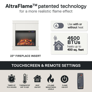 Ameriwood Home Mateo Electric Fireplace with Mantel and Touchscreen Display - White