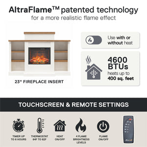 Ameriwood Home Gateswood Electric Fireplace with Mantel and Bookcase - Plaster