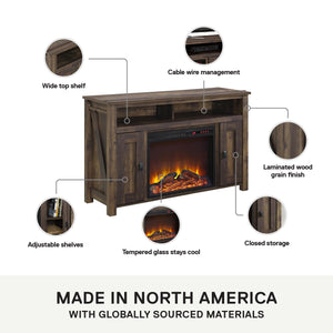 Ameriwood Home Farmington Electric Fireplace TV Console for TVs up to 50" - Rustic