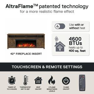 Ameriwood Home Farmington Electric Fireplace TV Console with Remote for TVs up to 85" - Century Barn Pine