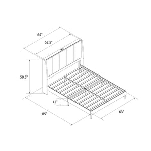 DHP Lamora Upholstered Wingback Bed Frame with USB - Light Gray - Queen