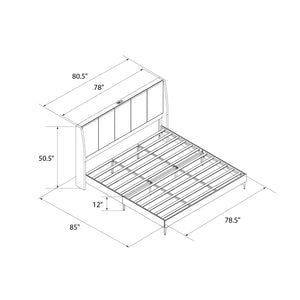 DHP Lamora Upholstered Wingback Bed Frame with USB - Light Gray - King