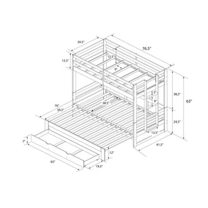 DHP Rhodes Twin over Twin/King Wood Bunk Bed with Storage - Brown - Twin-Over-Twin