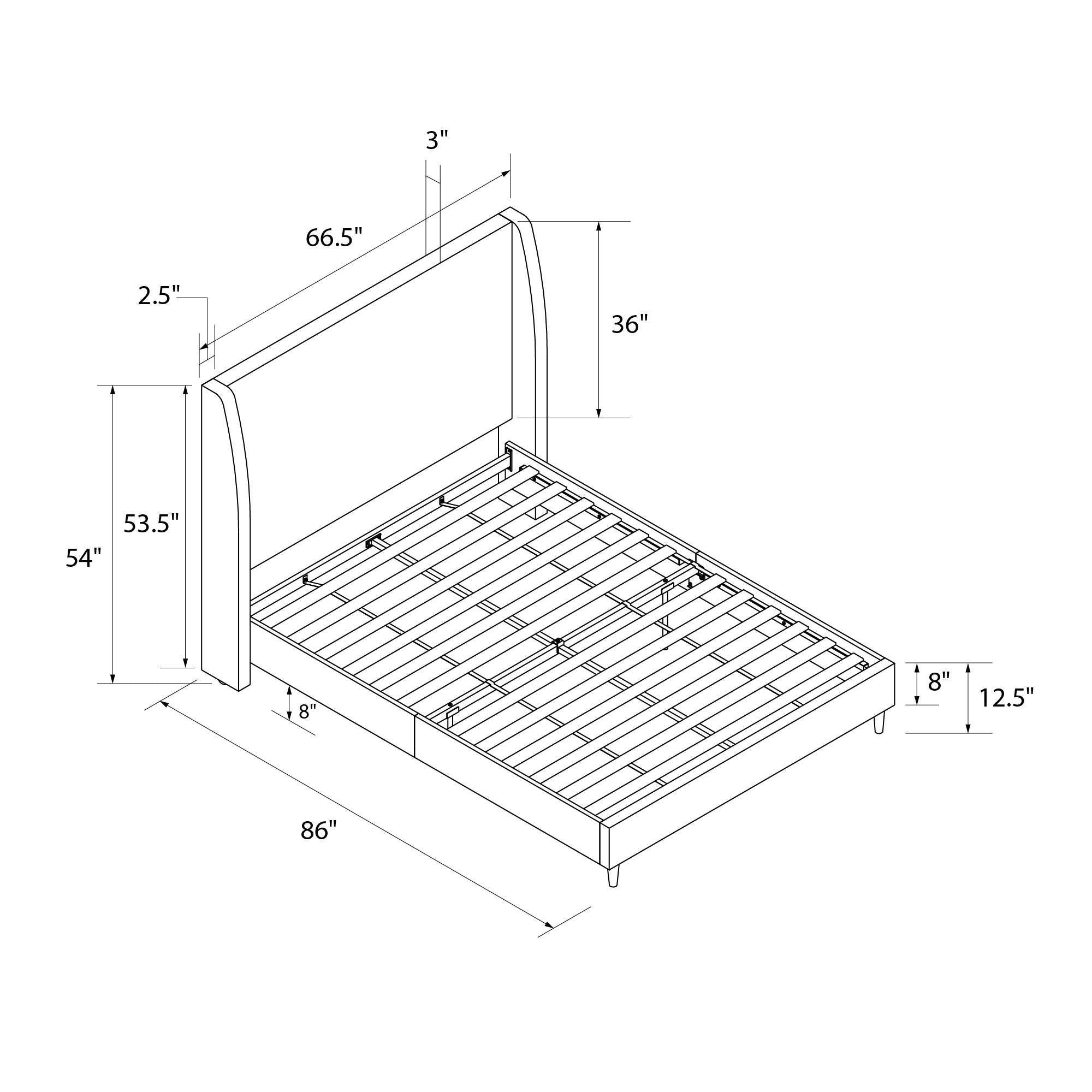 Mr. Kate Tess Upholstered Wingback Bed - Whiskey Gray Linen - Queen