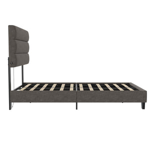 RealRooms Paloma Upholstered Bed with USB - Dark Gray - Twin