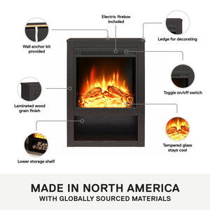 Ameriwood Home Clermont Electric Fireplace Mantel - Espresso