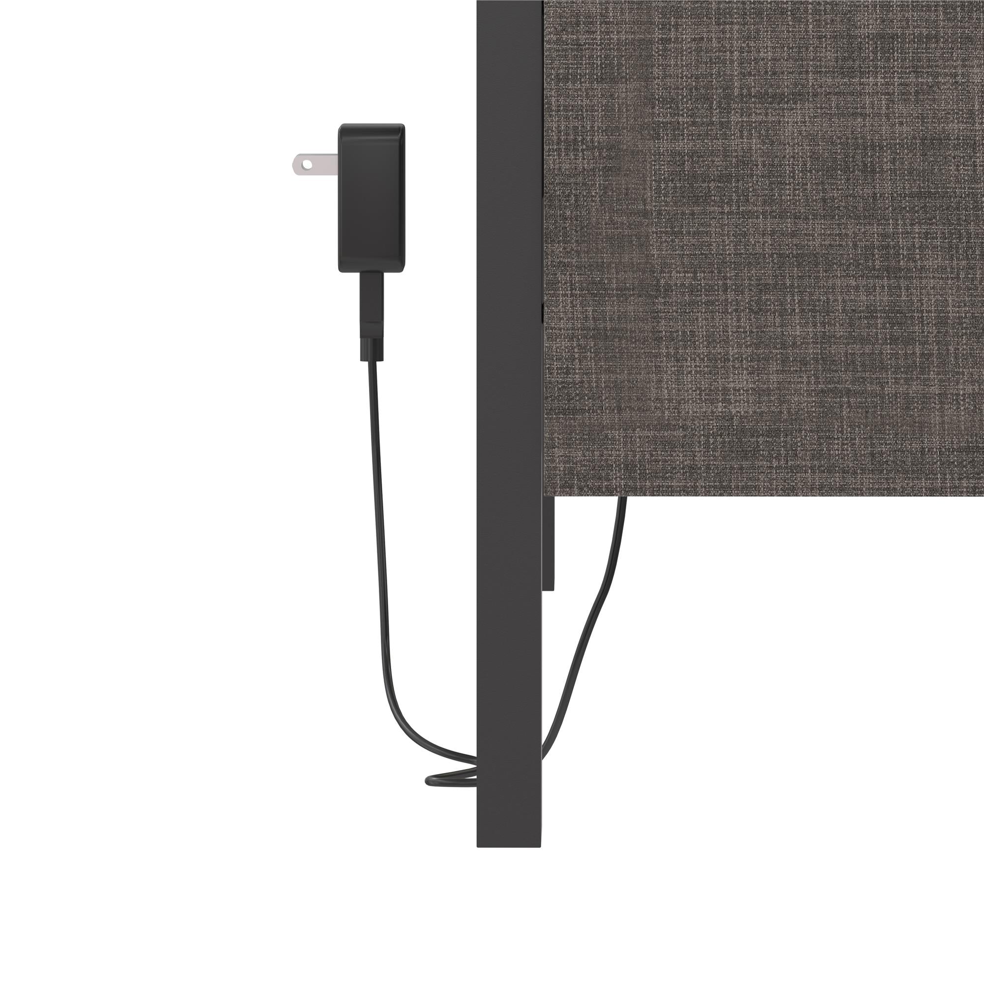 RealRooms Paloma Upholstered Bed with USB - Dark Gray - Twin