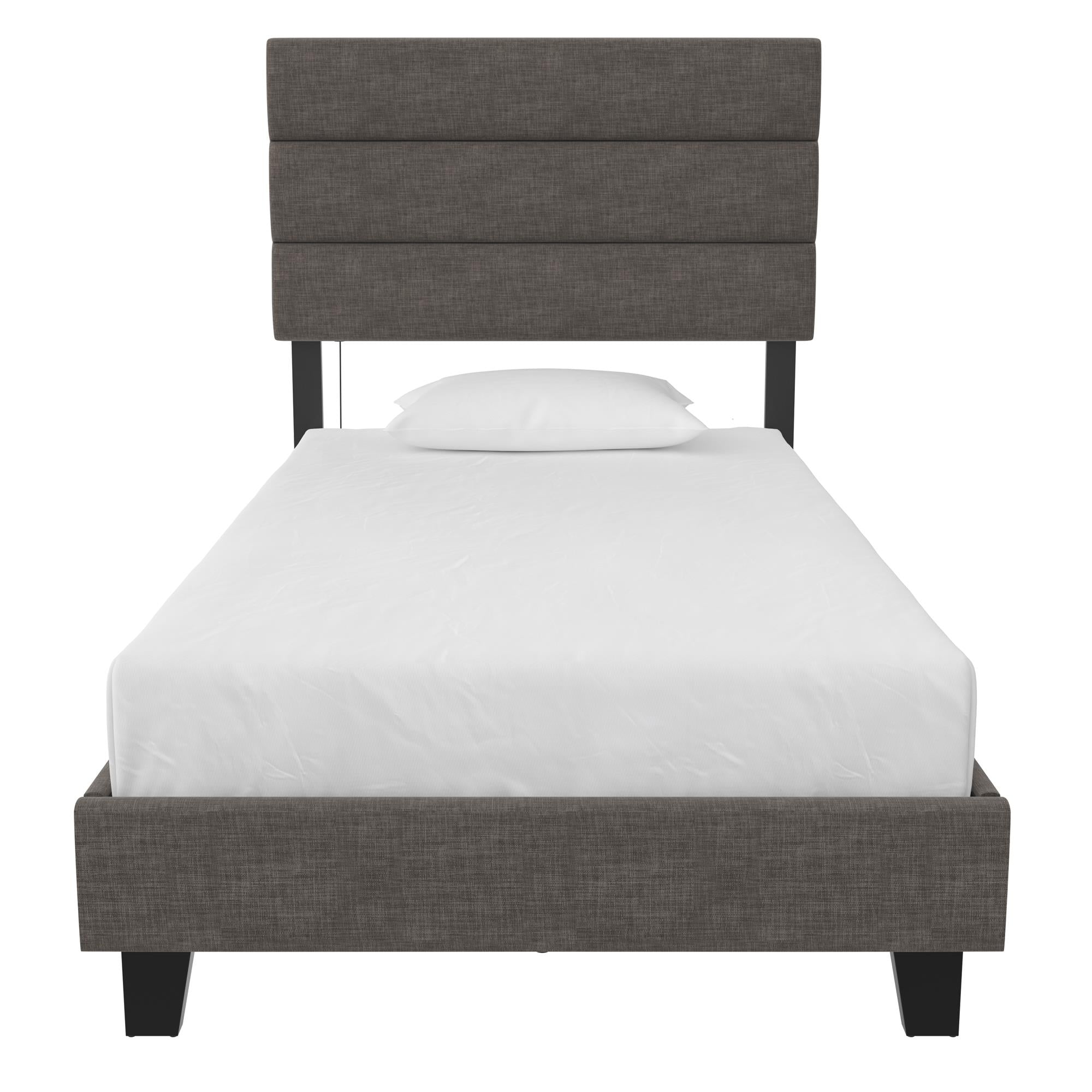RealRooms Paloma Upholstered Bed with USB - Dark Gray - Twin