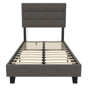 RealRooms Paloma Upholstered Bed with USB - Dark Gray - Twin