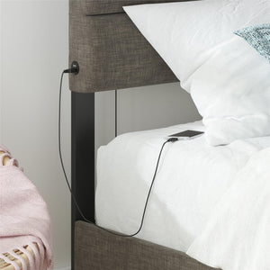 RealRooms Paloma Upholstered Bed with USB - Dark Gray - Twin