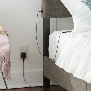 RealRooms Paloma Upholstered Bed with USB - Dark Gray - Twin