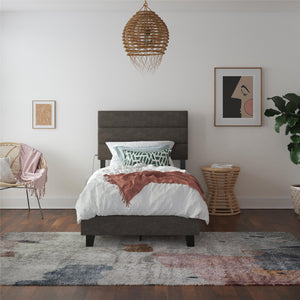 RealRooms Paloma Upholstered Bed with USB - Dark Gray - Twin