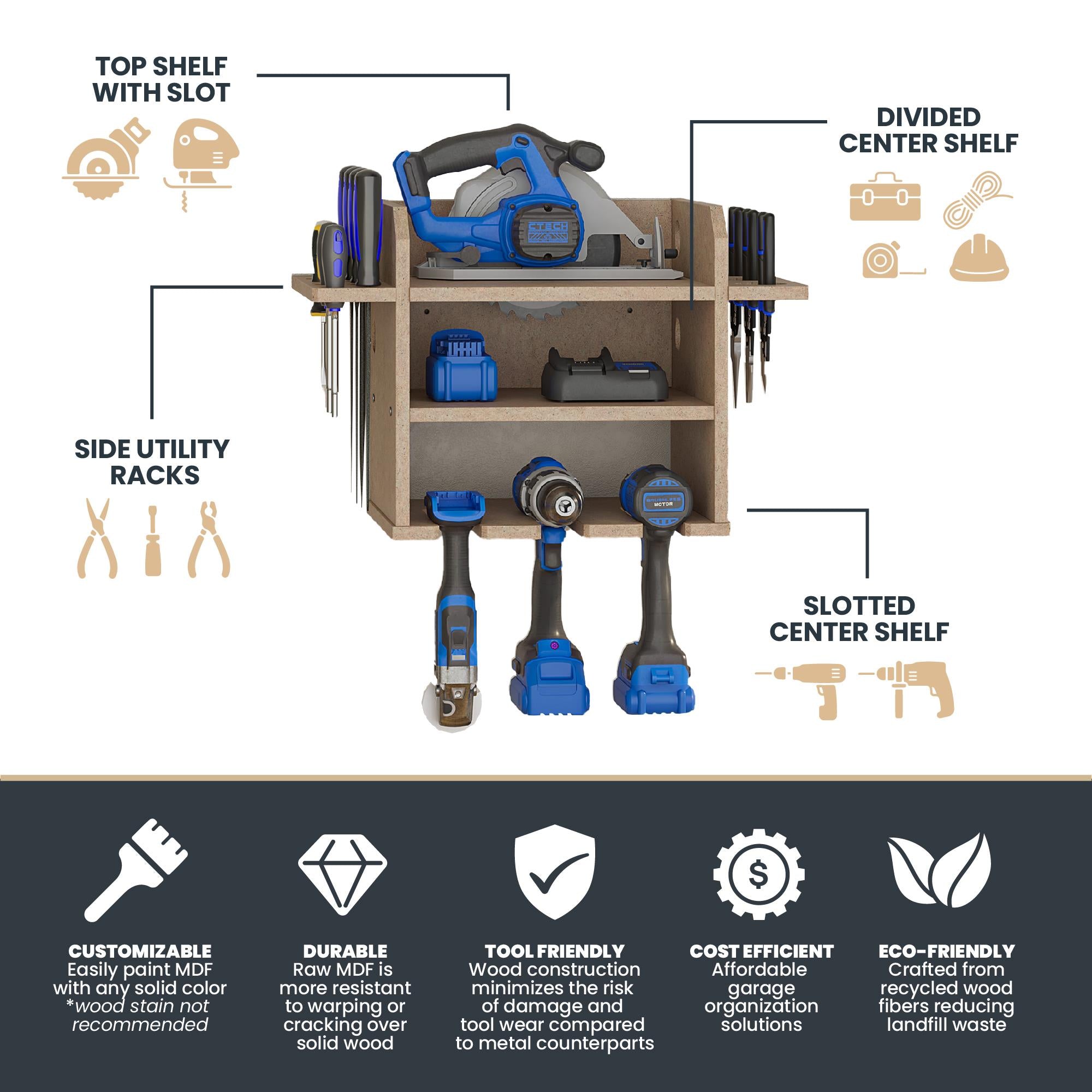 Systembuild Evolution Benford Hanging Wall Mount Tool Organizer - Raw Board