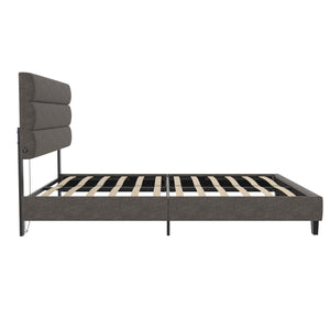 RealRooms Paloma Upholstered Bed with USB - Dark Gray - Full
