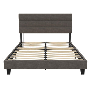 RealRooms Paloma Upholstered Bed with USB - Dark Gray - Full