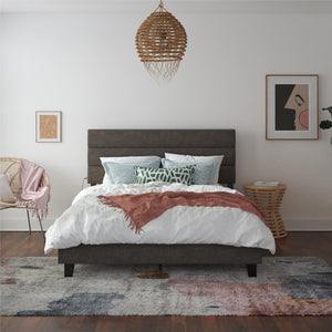 RealRooms Paloma Upholstered Bed with USB - Dark Gray - Full