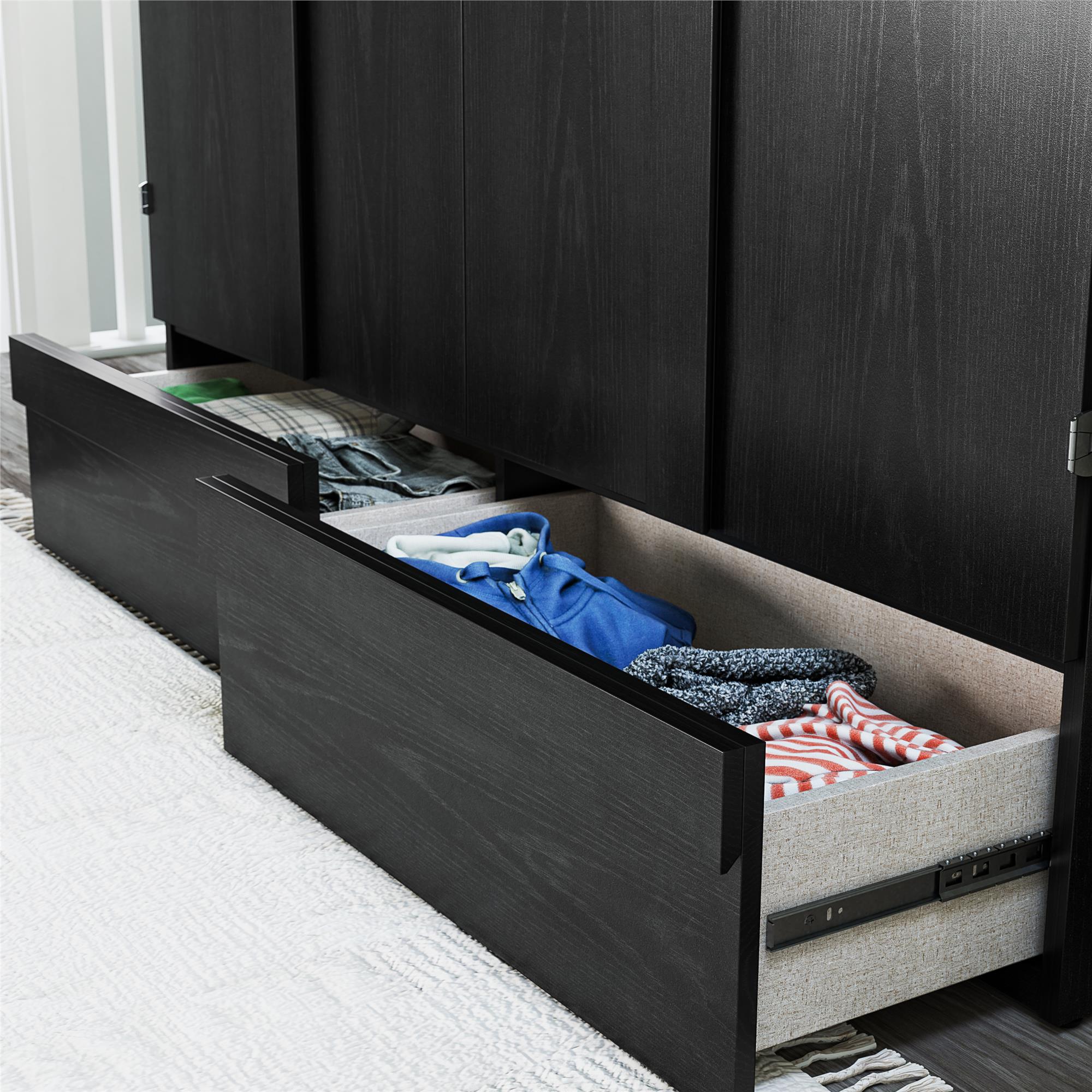 Signature Sleep Paramount Tri-Fold Cabinet Bed - Black Oak - Queen