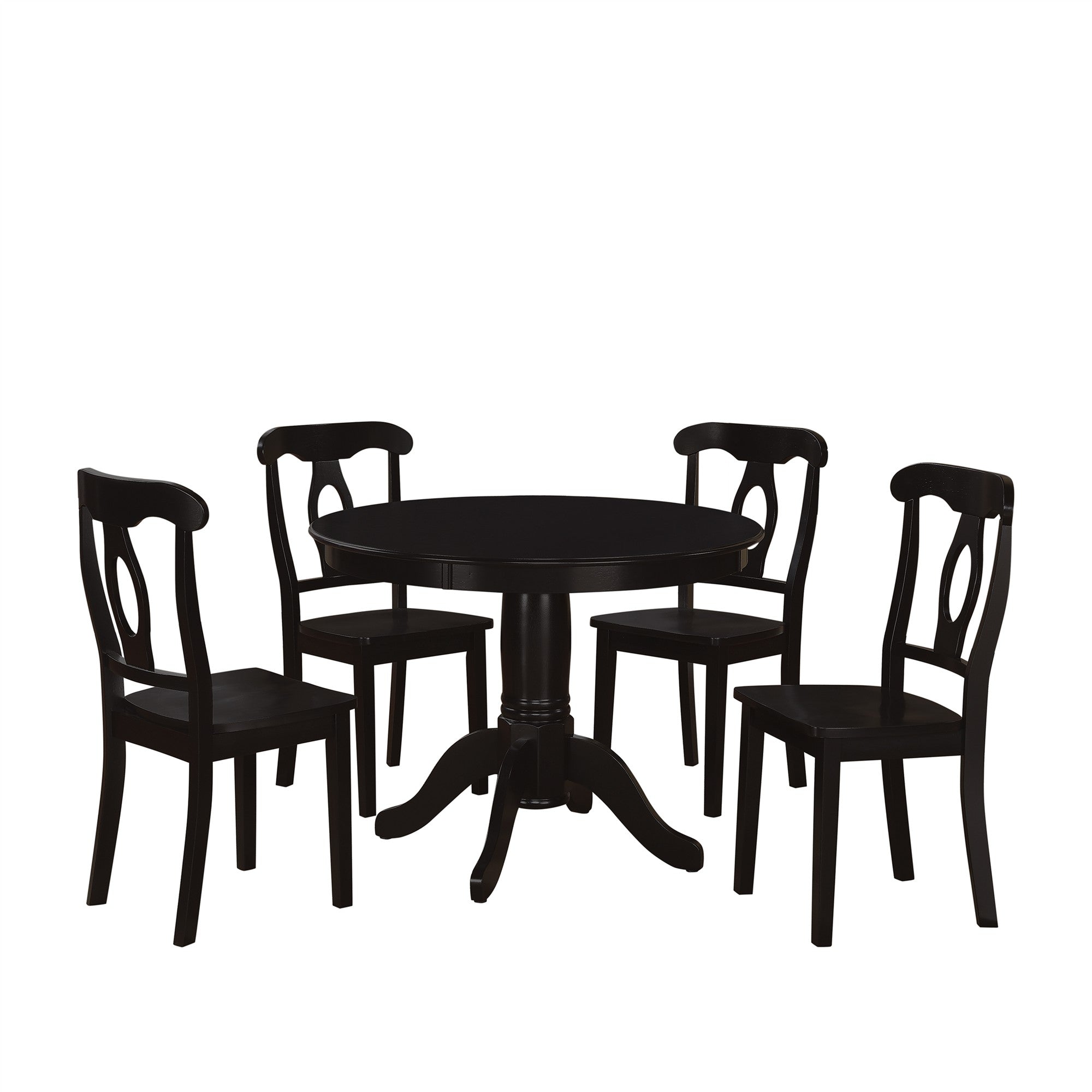 DHP Aubrey 5-Piece Traditional Pedestal Dining Set - Black